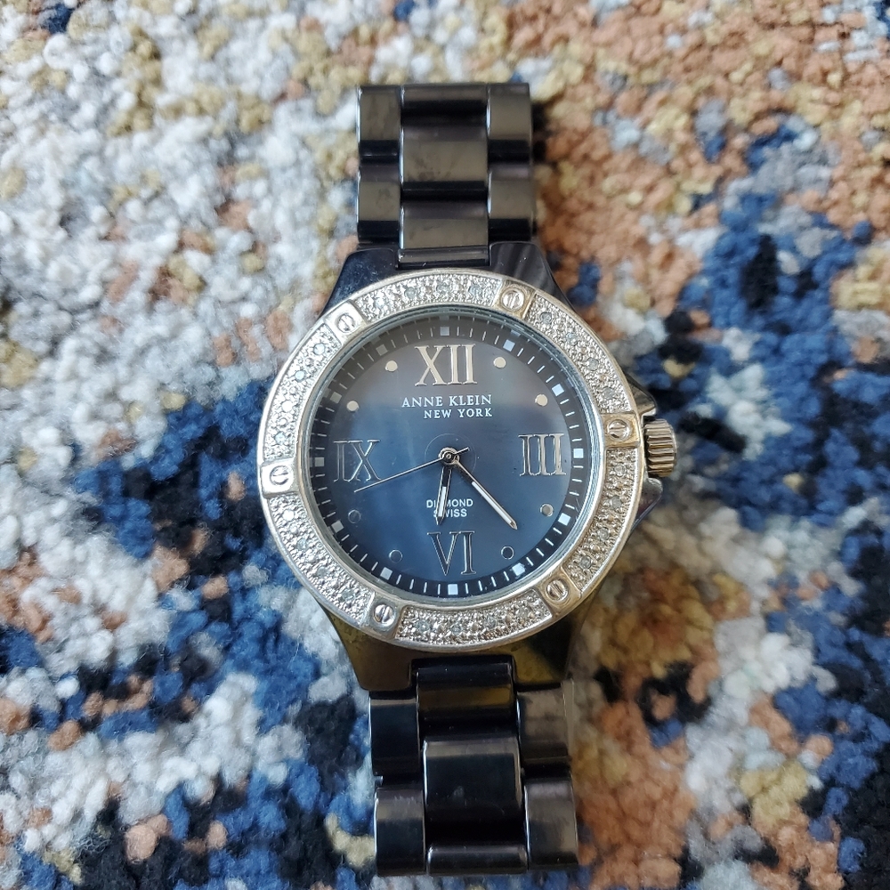 Anne‎ Klein New York Diamond Swiss Watch Black Diamond Collection